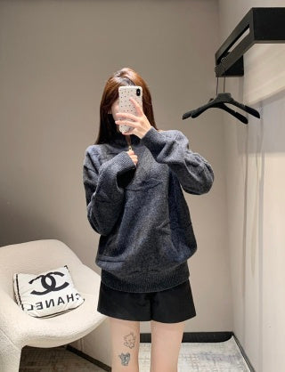 Wool half-zip jacquard sweater